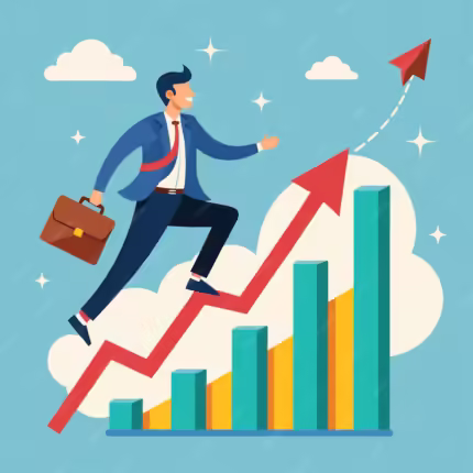 man suit is running up red arrow word success is top graph 853932 20046