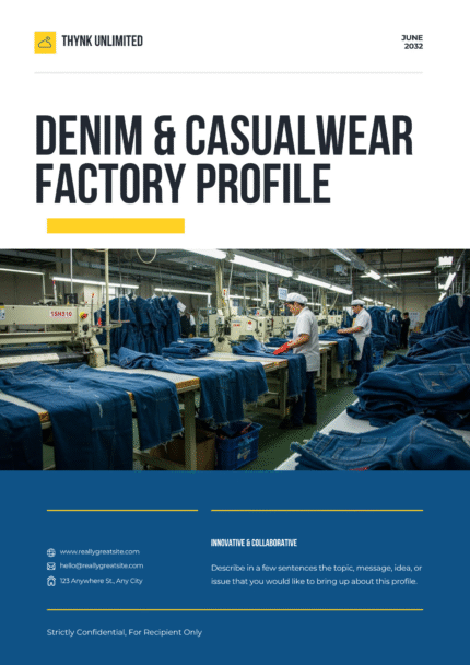 Denim & Casualwear Factory Profile Design (Editable Format)